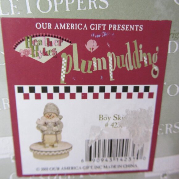 plum pudding candle topper snowman skiing NIB (W3496) - Picture 3 of 6